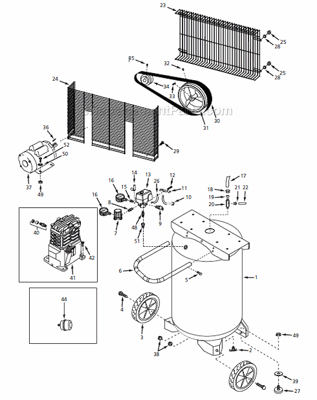 Page A Diagram and Parts List for VT636700  Campbell Hausfeld Compressor